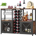 LOKWT Mini Bars for Home, Wooden Coffee Bar Cabinet, Modern Liquor Cabinet for Liquor and Glasses, Farmhouse Buffet Wine Cabinet with Storage Sideboard for Home Kitchen Dining Room