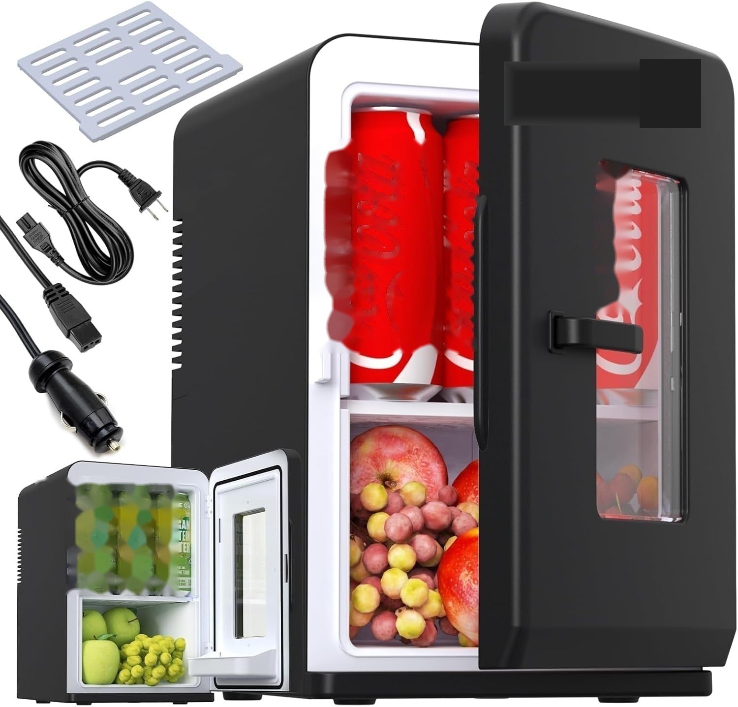 LOKWT Mini Fridge for Bedroom, 15 Litre/21 Cans Portable Mini Refrigerator with AC/DC Power for Office, Dorm and Car, Thermoelectric Electric Cooler & Warmer Skincare Fridge for Drinks, Food, Cosmetics