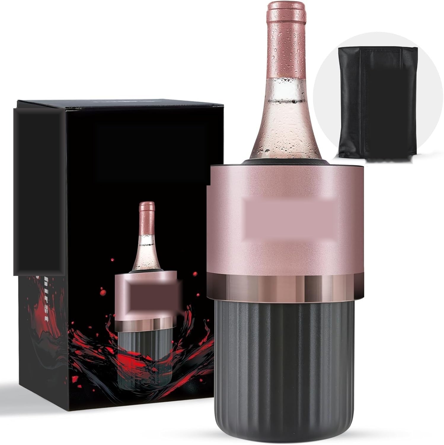 LOKWT Iceless Wine Chiller - Keeps Cold 6+ Hours, Portable Vacuum Insulated Stainless Steel Champagne Cooler, Fits Most Wine Champagne & Liquor Bottles, Perfect Gift for Wine Lovers (Rose Gold)