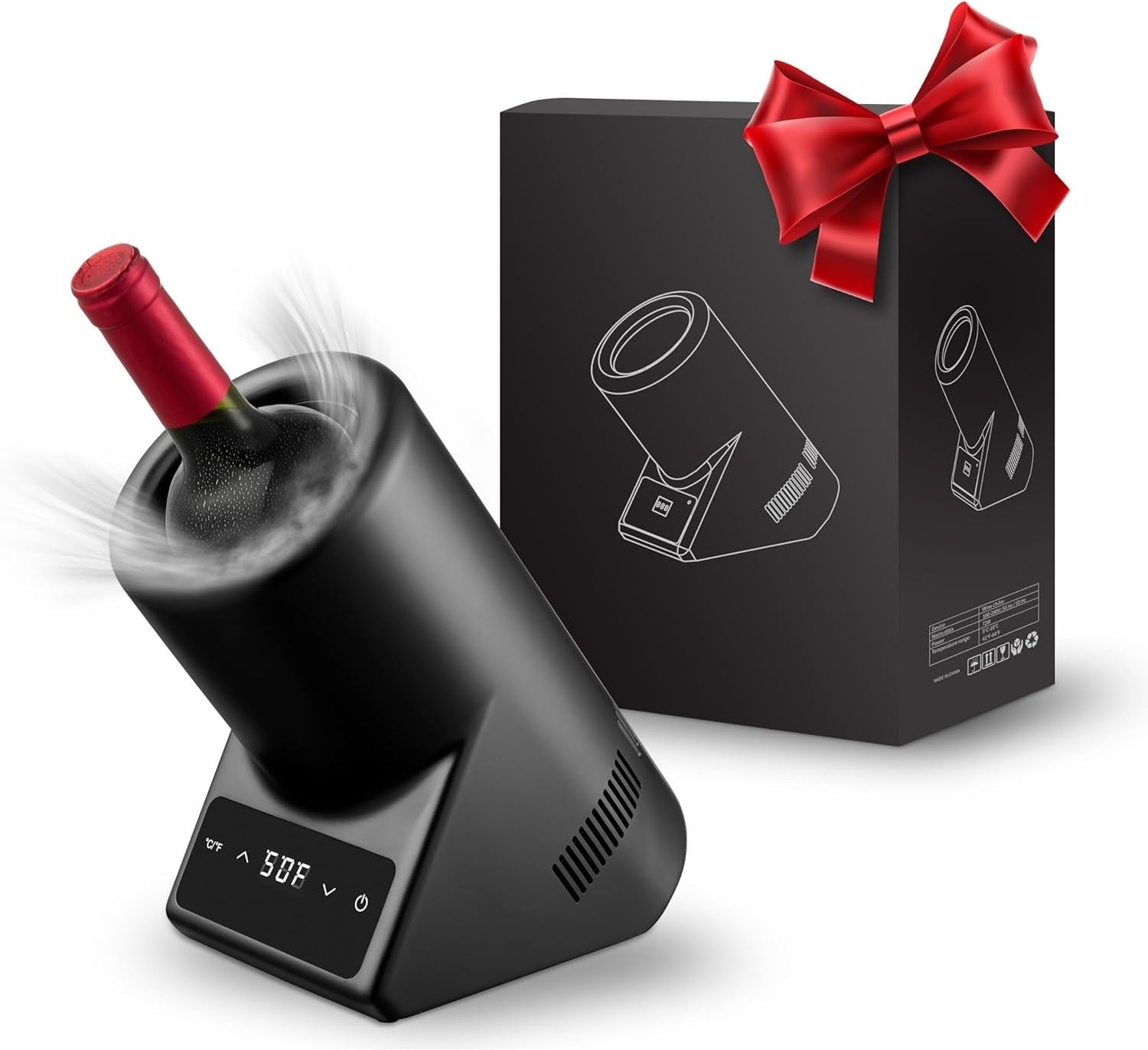 LOKWT Wine Chiller Electric,Single Bottle Cooler for 750ml Wine or Some Champagne,Portable Cellars Keep Cold Up to 24h,Iceless Chiller at Poolside Party,Gift for Lover